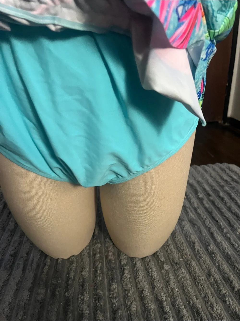 Girls' Tropical Floral Tie-Waist Romper in Aqua